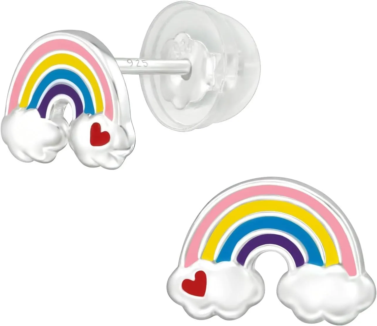 925 Sterling Silver Children's Rainbows and Unicorns Stud Earrings