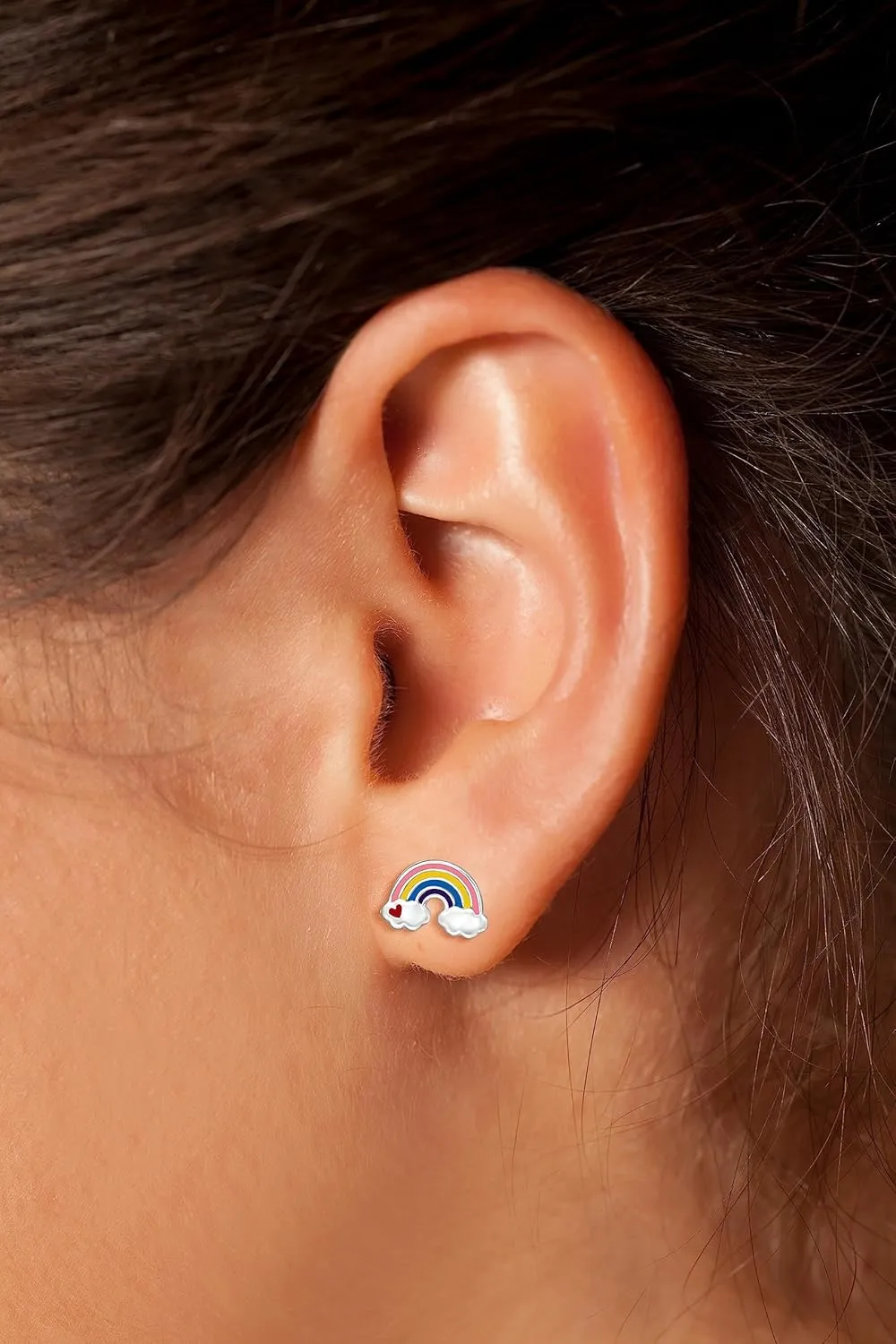 925 Sterling Silver Children's Rainbows and Unicorns Stud Earrings