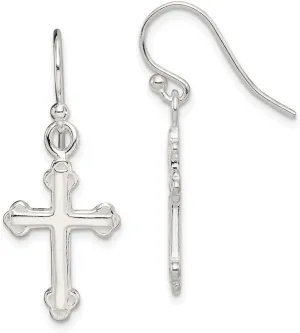 925 Sterling Silver Dangle Polished Shepherd hook Dangling Religious Faith Cross Earrings 1/2 Inch x 1 Inch - Jewelry Gift for Mom