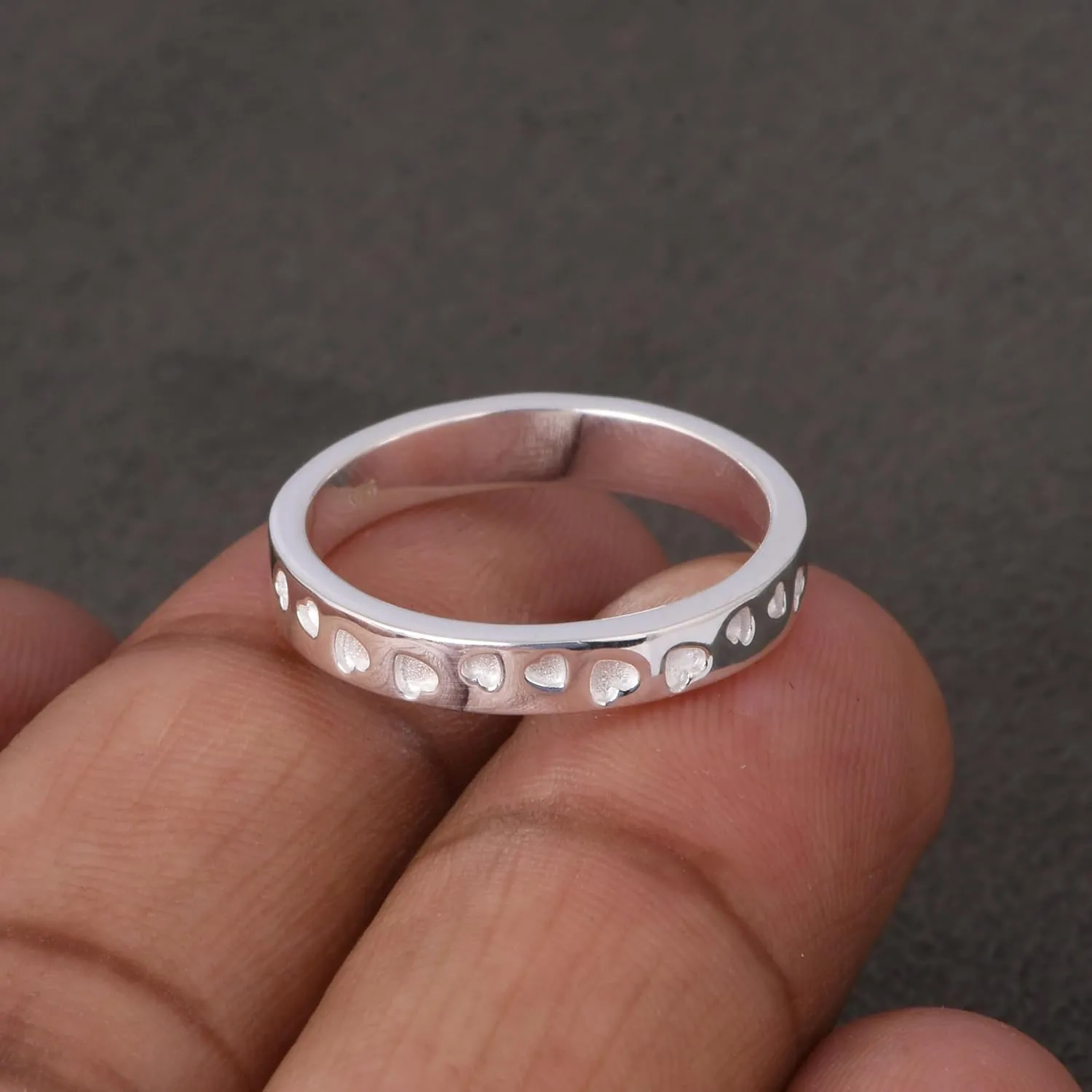 925 Sterling Silver Heart Infinity Rings, Hammered Band Couple Promise Rings, Gift love Rings for Your Girlfriend.
