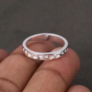 925 Sterling Silver Heart Infinity Rings, Hammered Band Couple Promise Rings, Gift love Rings for Your Girlfriend.