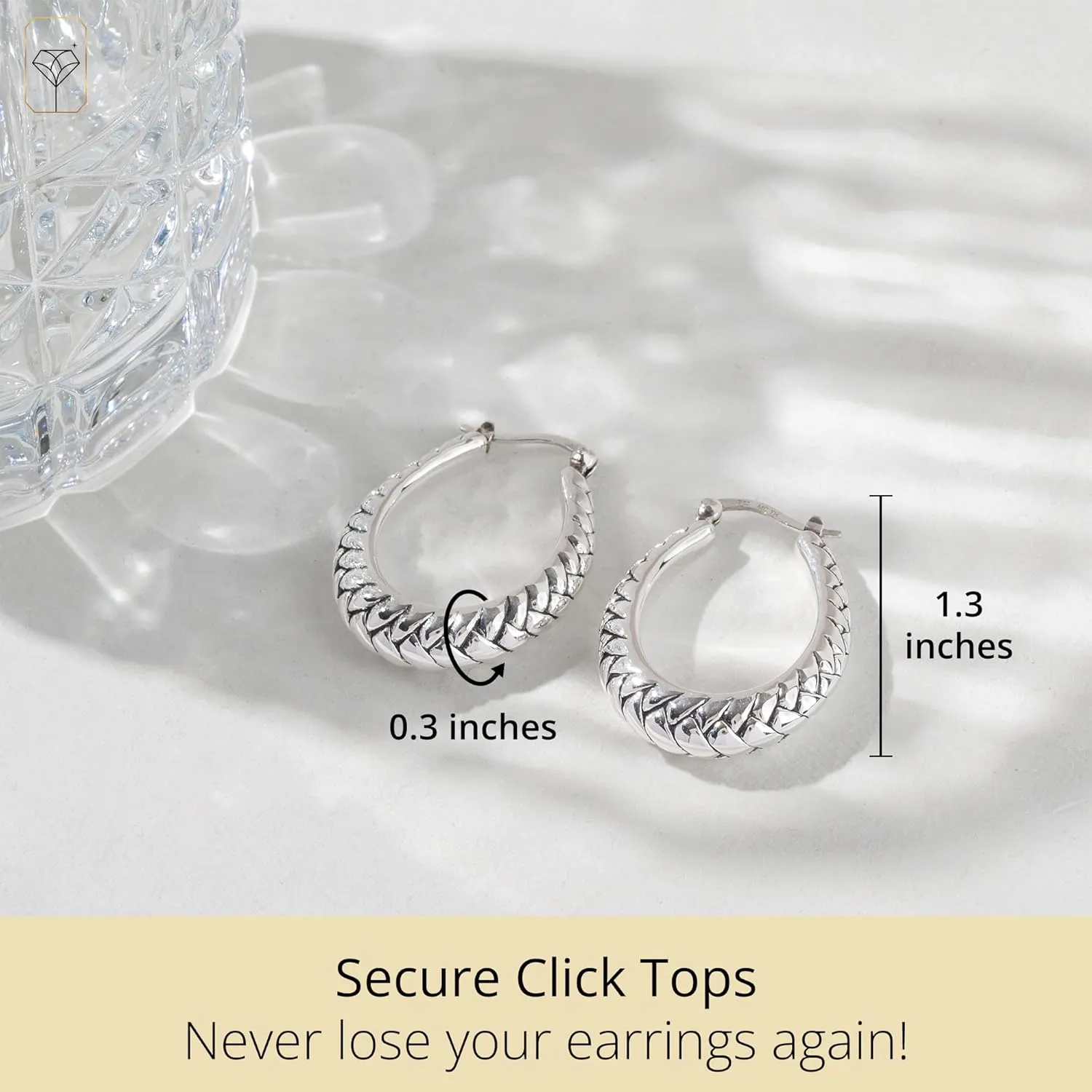 925 Sterling Silver Hypoallergenic Chunky Hoop Earrings for Women | Anti Tarnish Hoops in Various Styles by MAX   STONE
