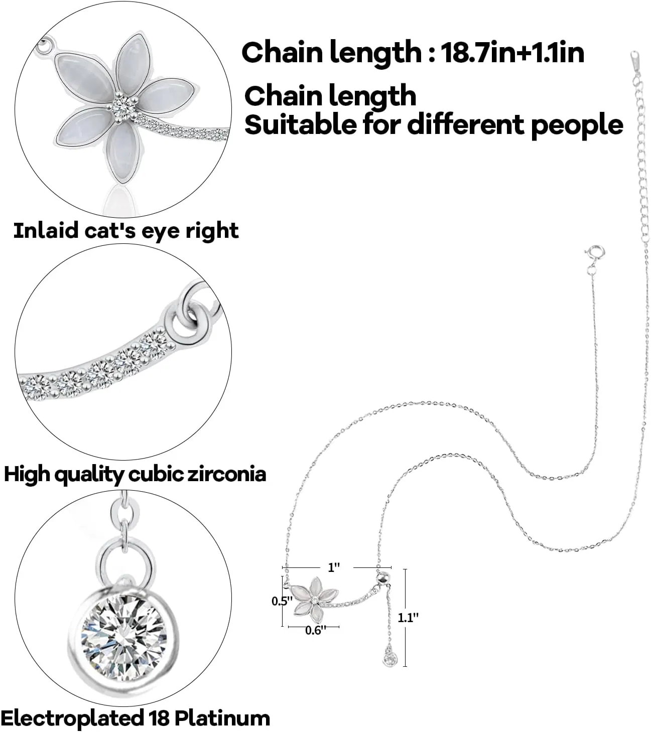 925 Sterling Silver Necklace for Women with Beautifully Display gift box Dainty Silver Chain Necklace 18" long Original designs Personalized Silver Necklace With Extender for Mom and Girls