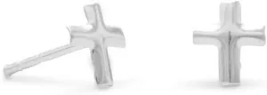 925 Sterling Silver Small Polished Religious Faith Cross Post Earrings 6x5mm Stud Earring for Women