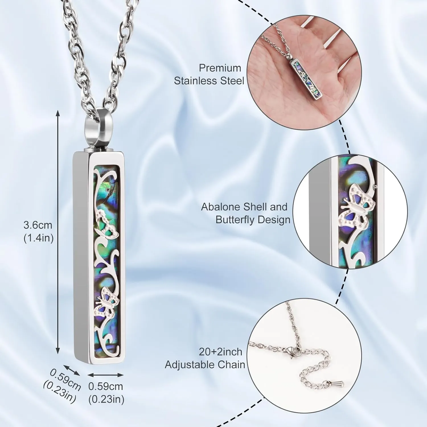 abooxiu Urn Necklaces for Ashes Stainless Steel Bar Ashes Necklaces for Women for Human Ashes Cremation Jewelry for Ashes Cremation Necklace for Ashes Necklace for Ash for Loved One