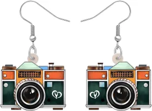 Acrylic Camera Earrings 80s 90s Camcorder Vintage Dangle Lightweight Jewelry Retro Digital Photography For Women Charm Gifts