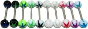 Acrylic Tongue Rings Barbells Bar 14G Stars LOT of 10