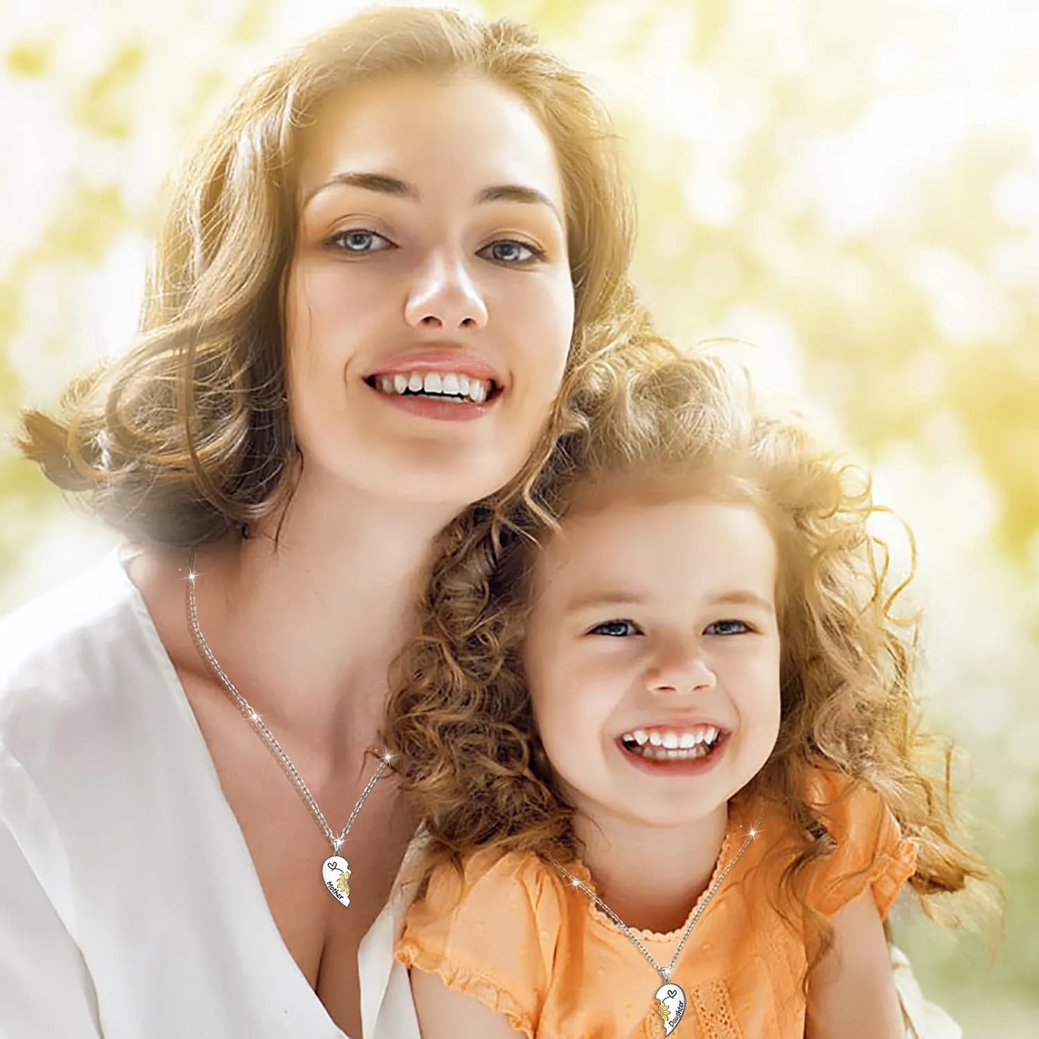Alphm S925 Sterling Silver Mother Daughter Sisters Family Necklaces for 2 Matching Heart Jewelry for Mom Big Sis Little Sis