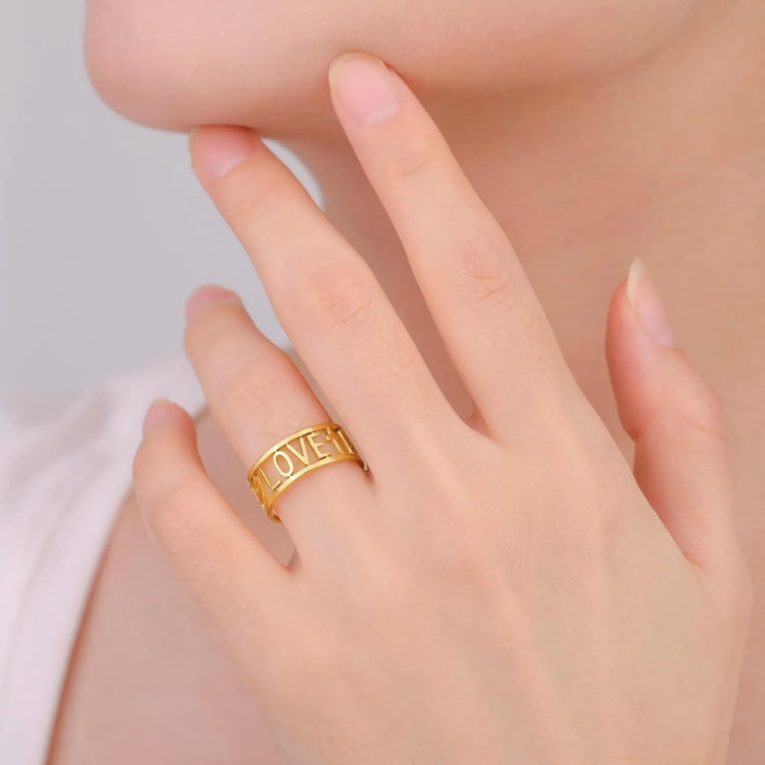 Amaxer Cross Faith Hope Love Words Stainless Steel Ring Sideways Religious Inspirational Christian Religion Finger Ring Jewelry for Women Men