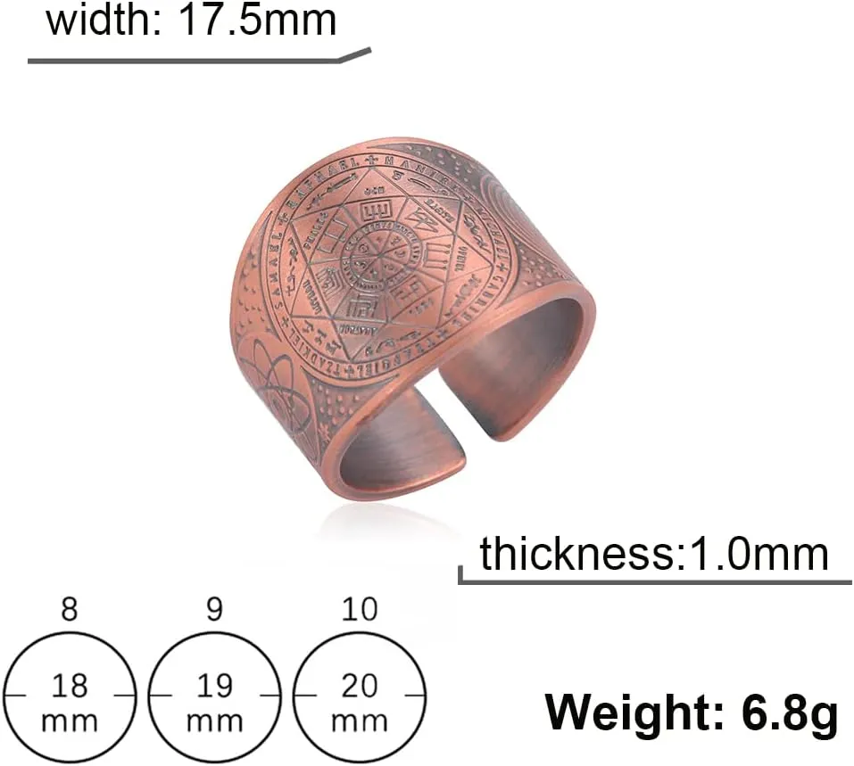 Amaxer Seven Archangels Ring for Men Stainless Steel Copper Seal of Solomon Tetragrammaton Archangels Protection Ring Statement Band for Men Women