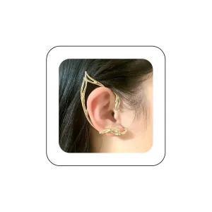 Andelaisi Boho Fair Elf Cuff Earrings Vintage Cat Ear Clip Earrings Gold Hollow Cartilage Climber Earrings Gothic Clip On Earrings Punk Statement Earrings Jewelry for Women(Right)
