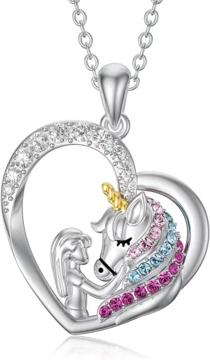 AOBOCO Sterling Silver Unicorn Necklace, Unicorn Jewelry Birthday Gifts for Her Women