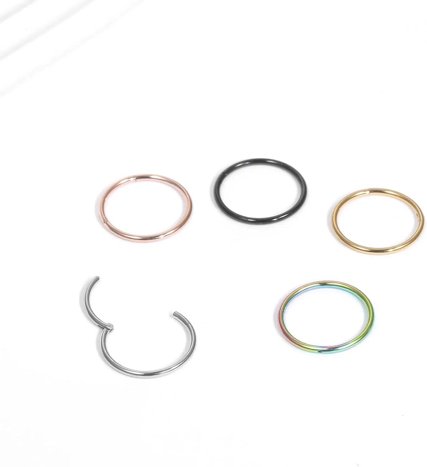 Aumeo 14G 16G 18G 20G Nose Ring Hoop Stainless Steel Hinged Segment Rings Hoops Nose Clicker Ring Tragus Helix Cartilage Daith Rook Earring Piercing Jewelry for Women Men