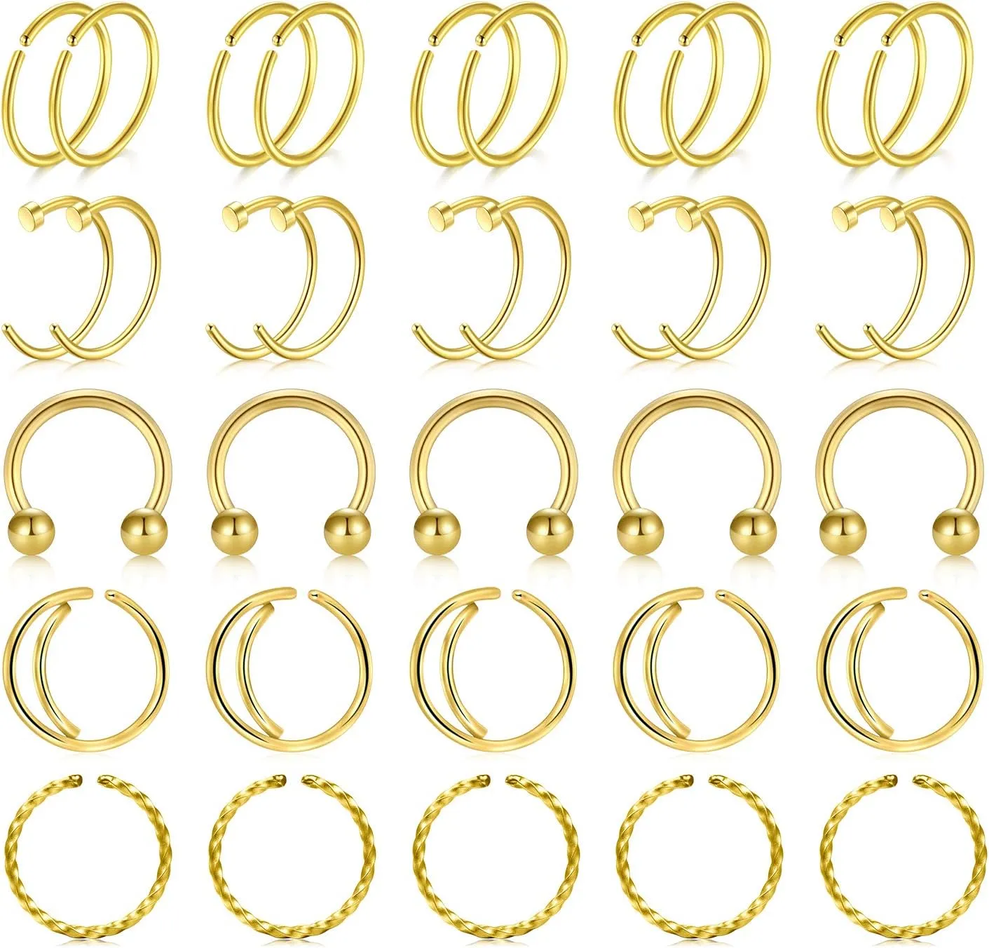 AVYRING Nose Rings Hoops - Quality Surgical Steel - Double Hoop Nose Ring - Nose Piercing Jewelry for Women Men - 20g