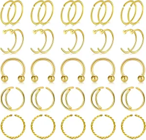 AVYRING Nose Rings Hoops - Quality Surgical Steel - Double Hoop Nose Ring - Nose Piercing Jewelry for Women Men - 20g