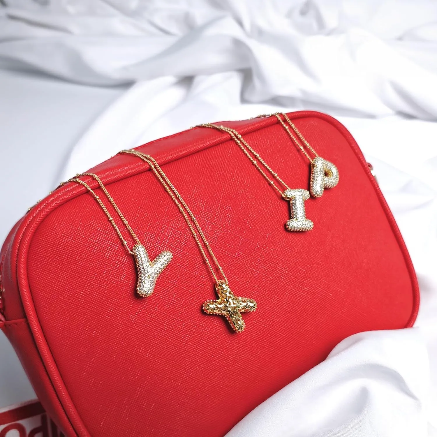 Balloon Initial Necklaces for Women, Bubble Letter Necklace 18K Gold Plated Dainty Alphabet Pendant Puffy Name Personalized Jewelry Gift