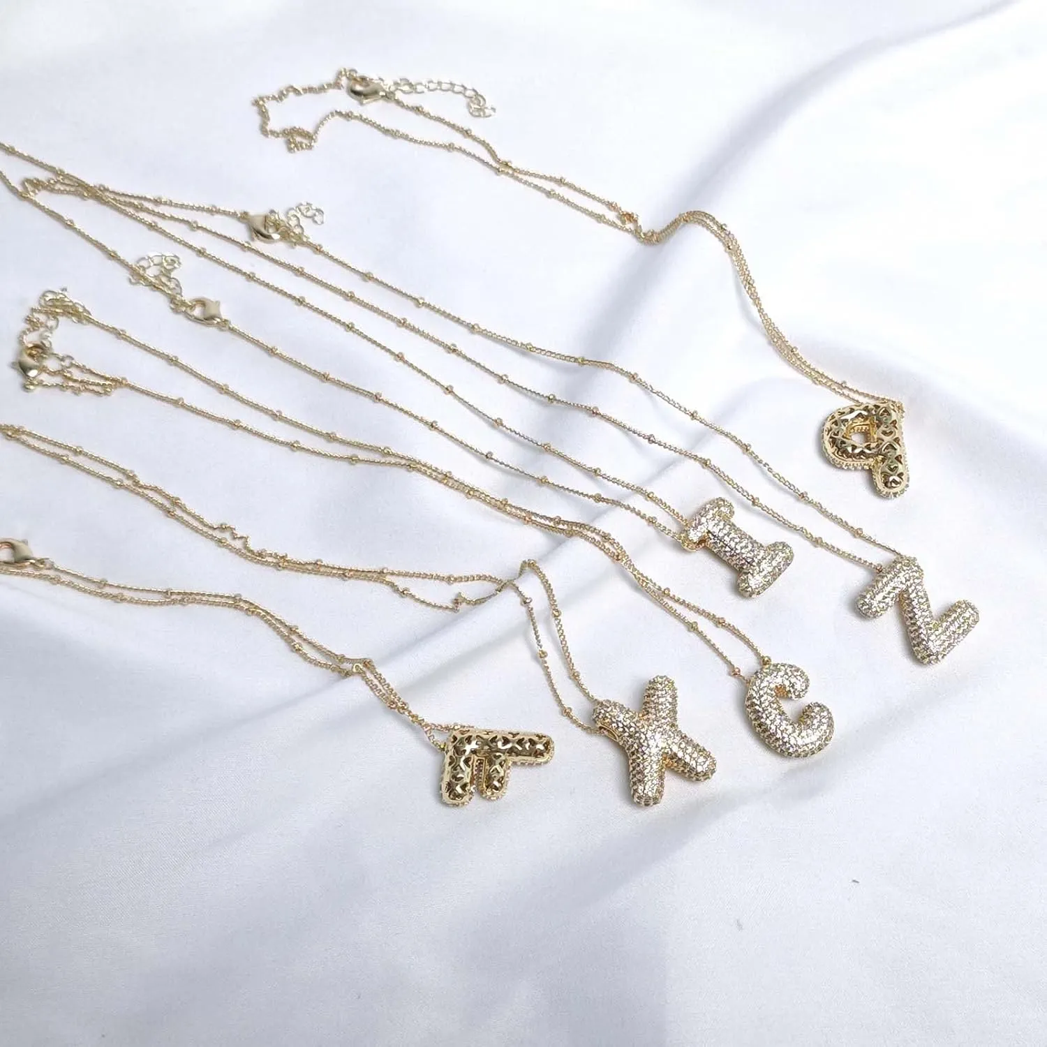 Balloon Initial Necklaces for Women, Bubble Letter Necklace 18K Gold Plated Dainty Alphabet Pendant Puffy Name Personalized Jewelry Gift