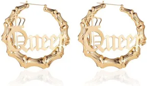 Bamboo Earrings for Women 90s 80s Large Bamboo Joint Hoop Earrings Big Circle Earrings Studs Punk Party Hip-Hop Fashion Jewelry