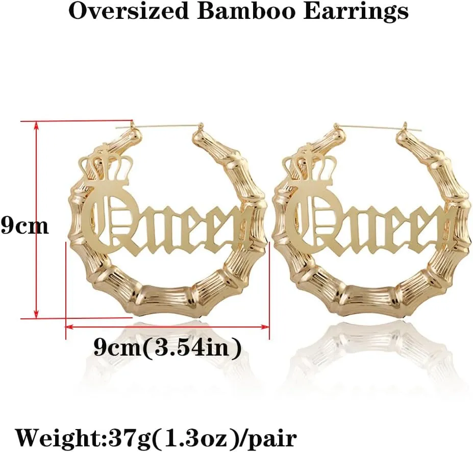Bamboo Earrings for Women 90s 80s Large Bamboo Joint Hoop Earrings Big Circle Earrings Studs Punk Party Hip-Hop Fashion Jewelry