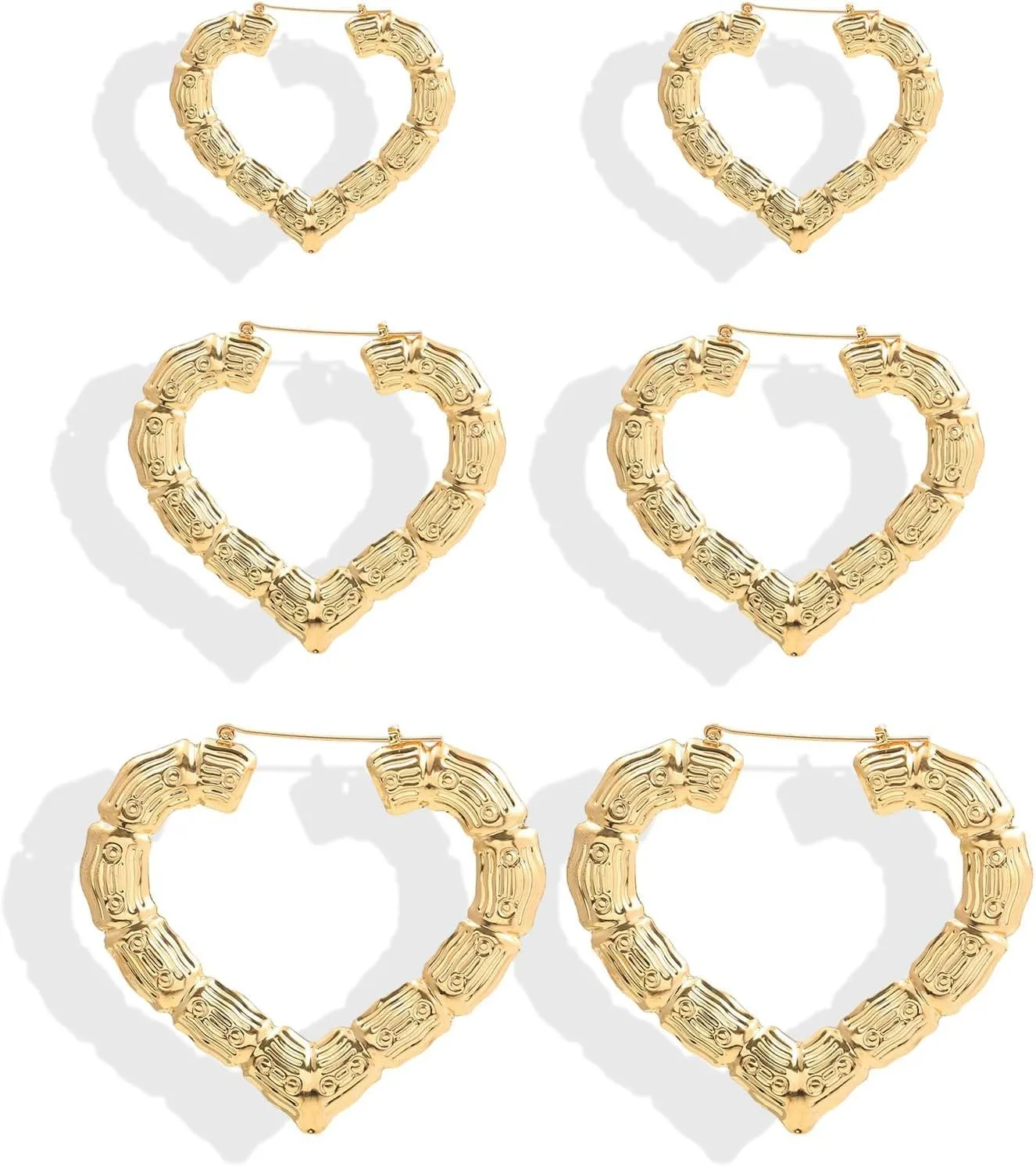 Bamboo Earrings Large Heart Hoop Earrings Gold Bamboo Hoop Earrings Black Hisatory Month Shirt Outfits Accessories 90s Outfits for Women African Jewelry Gifts