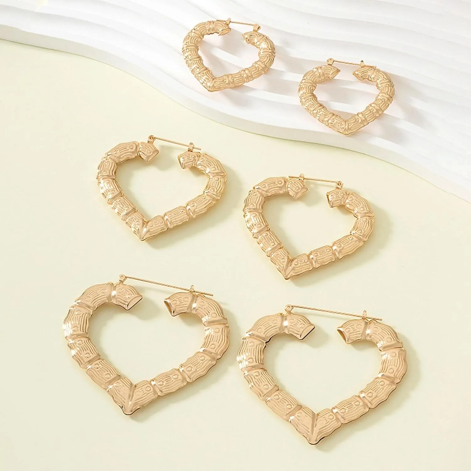 Bamboo Earrings Large Heart Hoop Earrings Gold Bamboo Hoop Earrings Black Hisatory Month Shirt Outfits Accessories 90s Outfits for Women African Jewelry Gifts