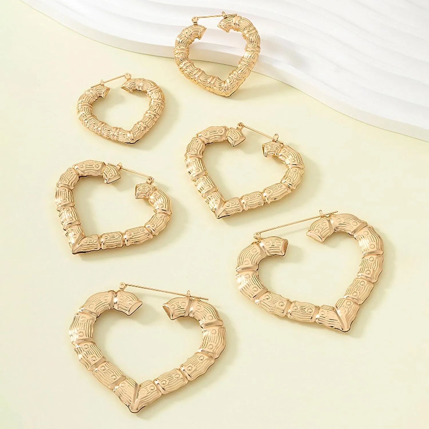 Bamboo Earrings Large Heart Hoop Earrings Gold Bamboo Hoop Earrings Black Hisatory Month Shirt Outfits Accessories 90s Outfits for Women African Jewelry Gifts
