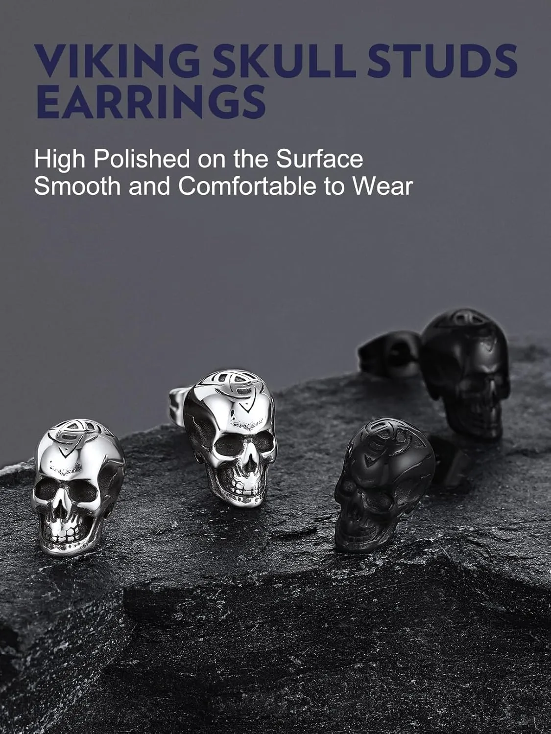 Bandmax Skull Earrings for Men Women Stainless Steel Skeleton Skull Head Hoop Earrings Stud Earrings Punk Gothic Earrings Halloween Jewelry