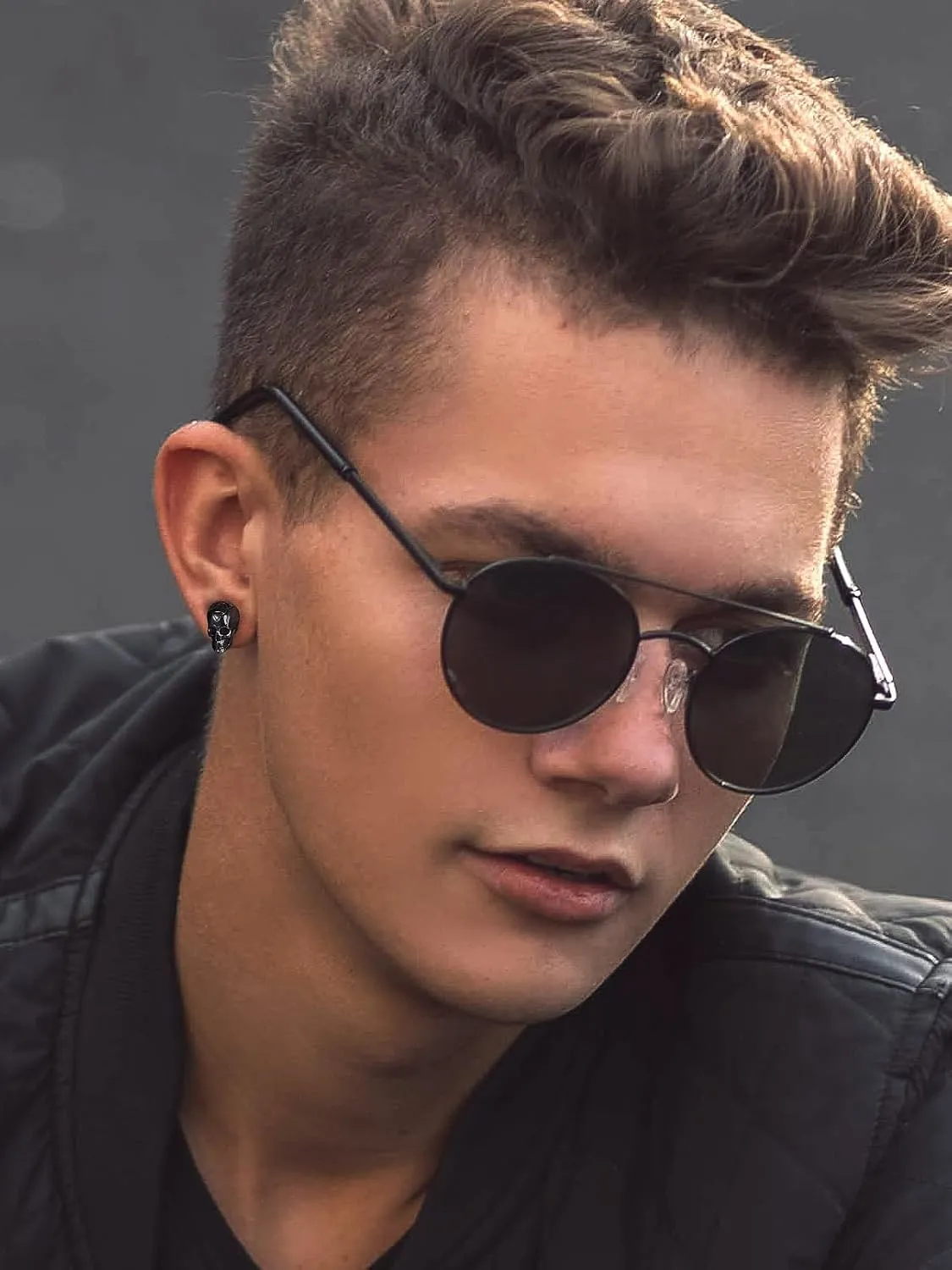 Bandmax Skull Earrings for Men Women Stainless Steel Skeleton Skull Head Hoop Earrings Stud Earrings Punk Gothic Earrings Halloween Jewelry