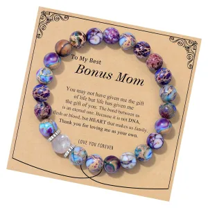 Beaded Bracelets Moonstone Bracelet Healing Stone Bead Bracelet Handmade Bracelets Purple Birthday Gifts for Women Bonus Mom Stepmom Her