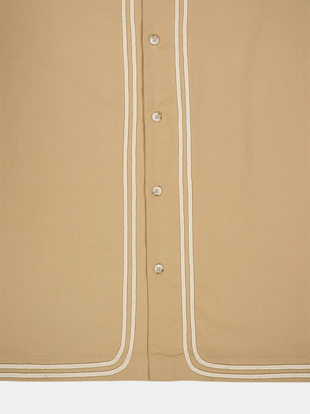 Beige Braided Cord Camp Collar Shirt