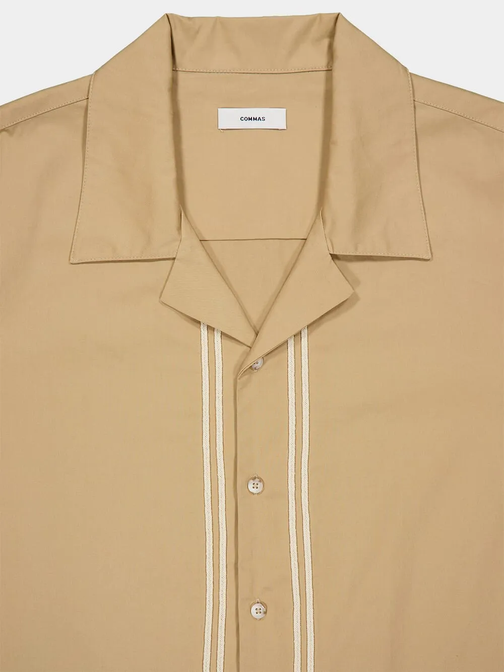 Beige Braided Cord Camp Collar Shirt