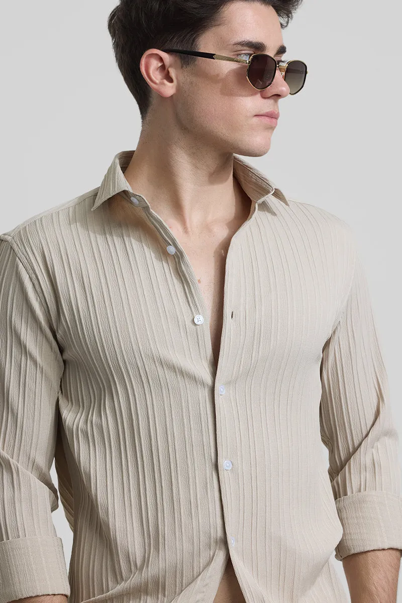 Beige Stripes Slim Fit Shirt