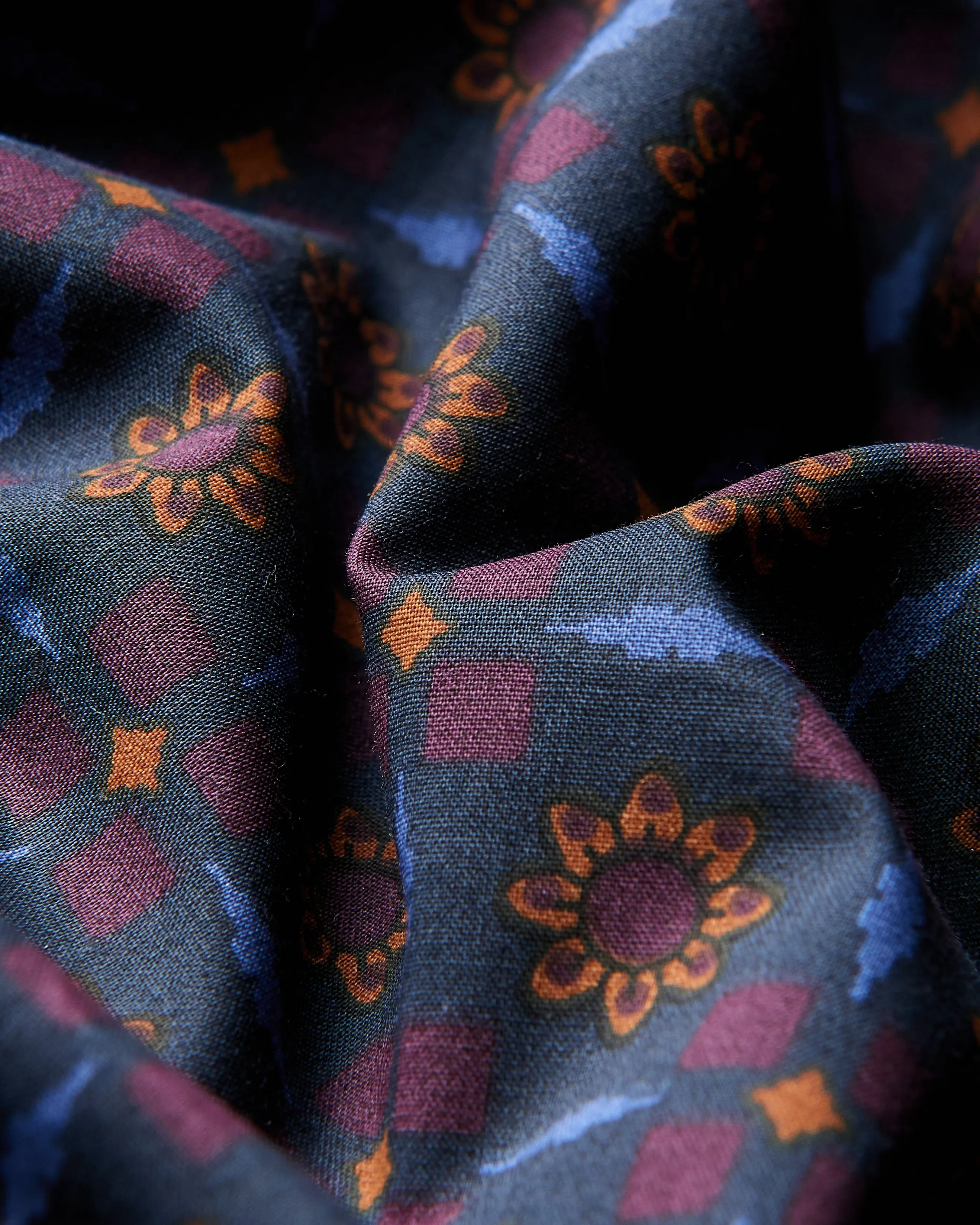 Ben Sherman Foulard Print Poplin Long Sleeve Shirt - Navy
