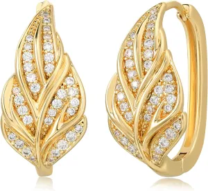 BENEIGE Women Hoop Huggie Earrings 14K Gold Plated Cubic Zirconia Earrings Simple Boho Earrings Handmade Hypoallergenic Jewelry Gifts