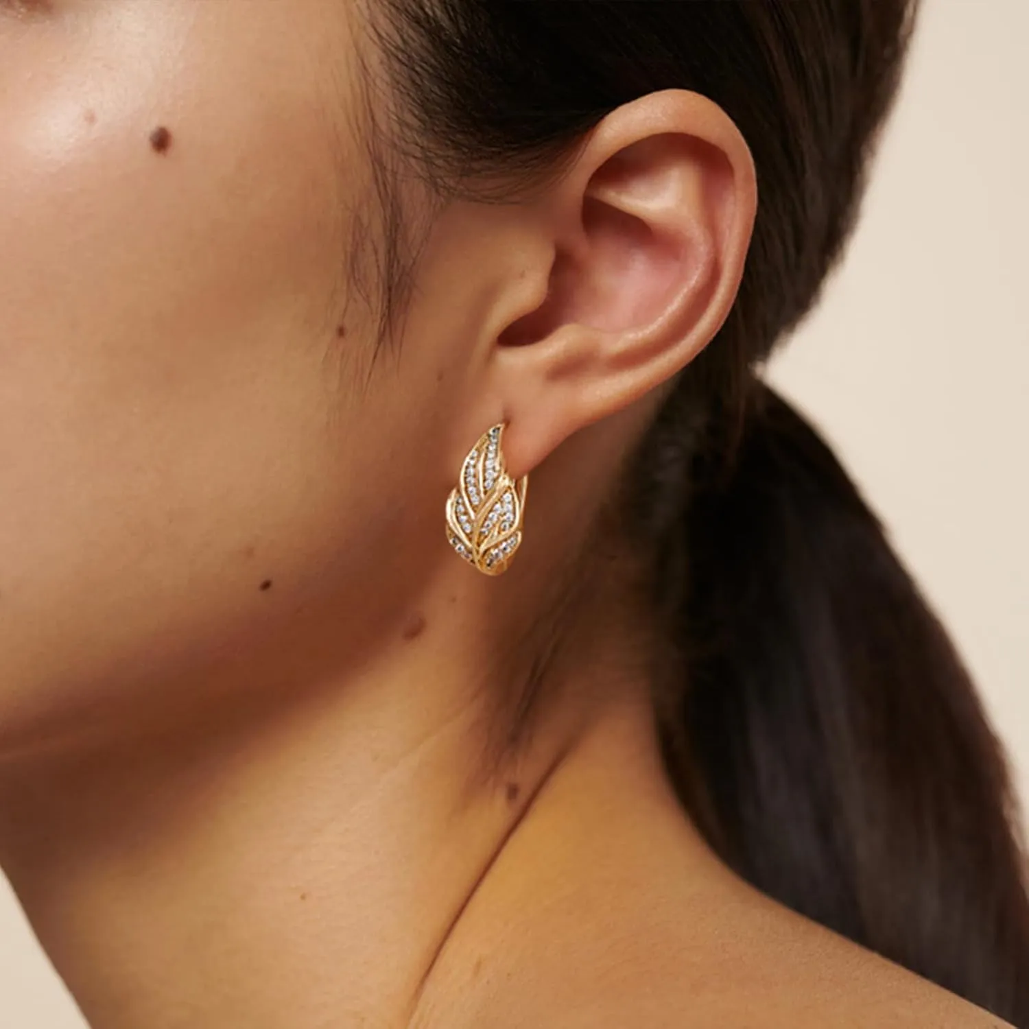 BENEIGE Women Hoop Huggie Earrings 14K Gold Plated Cubic Zirconia Earrings Simple Boho Earrings Handmade Hypoallergenic Jewelry Gifts