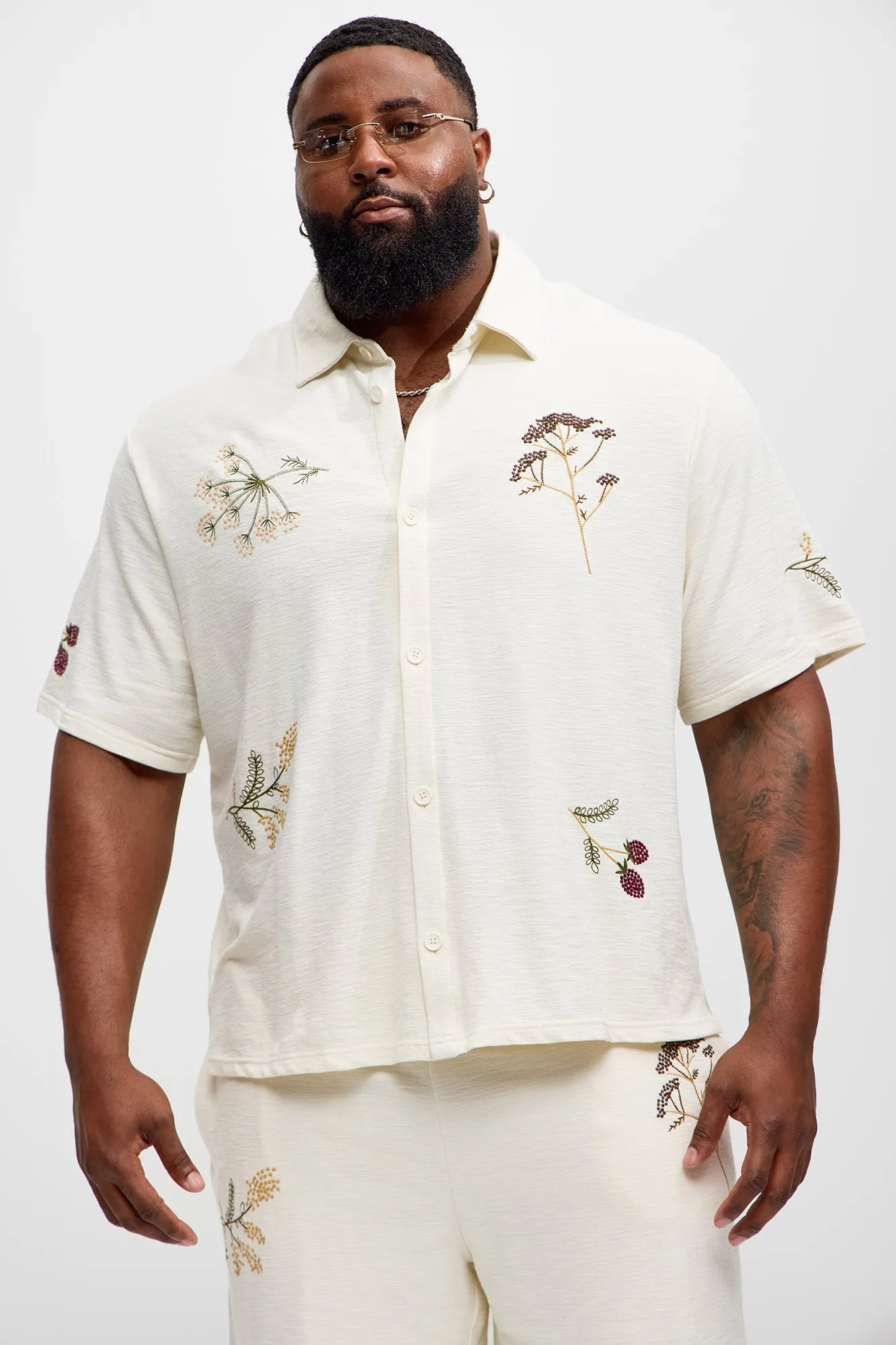 Berries And Bloom Embroidered Shirt - Cream