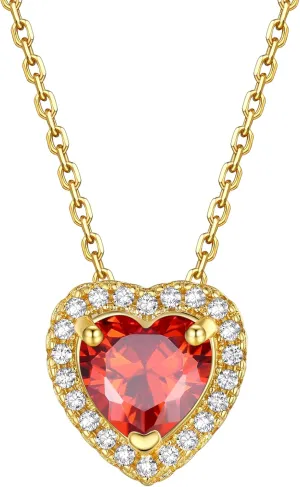 Bestyle Gold Necklace for Women Gold Birthstone Necklaces for Mom Wife Her Valentines Anniversary Mother's Day Birthday Gift, Created Gemstone Gold Chain Choker Necklace Birthstone Jewelry