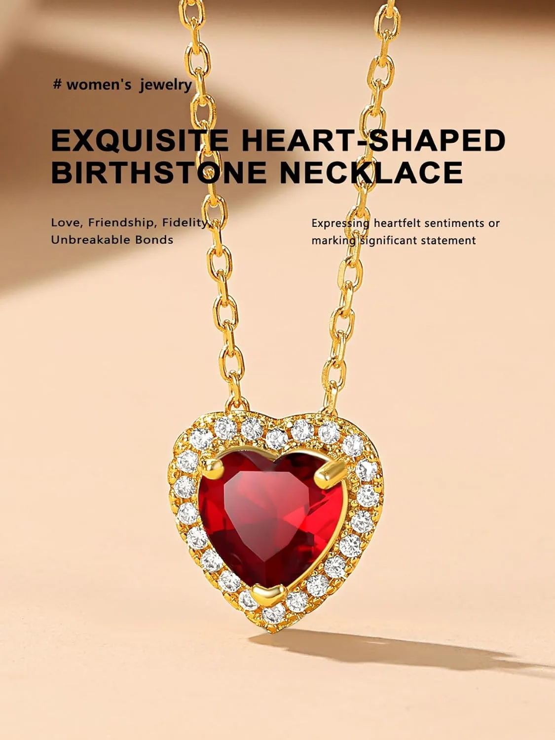 Bestyle Gold Necklace for Women Gold Birthstone Necklaces for Mom Wife Her Valentines Anniversary Mother's Day Birthday Gift, Created Gemstone Gold Chain Choker Necklace Birthstone Jewelry