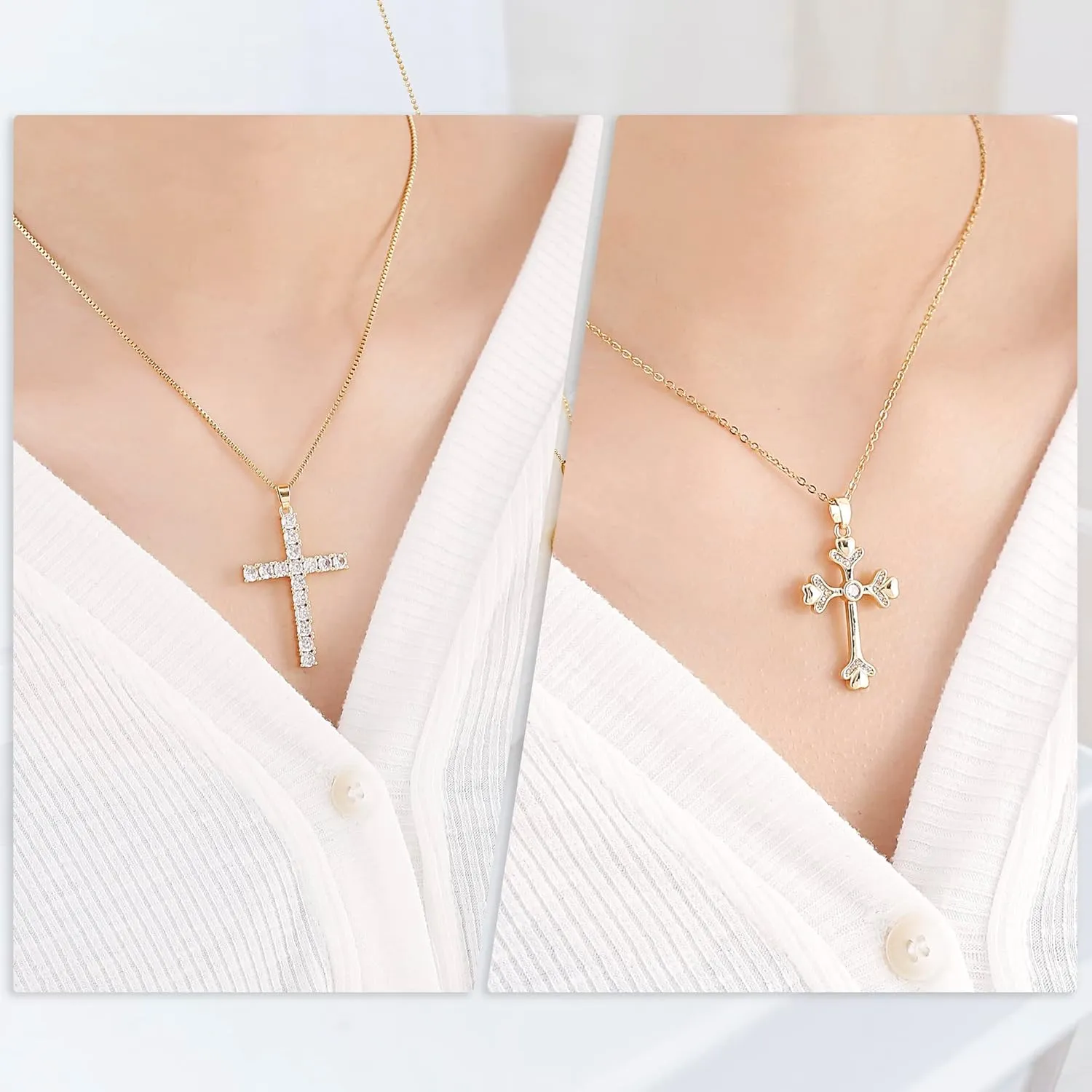 BIFACE Cross Necklaces for Women Jewelry Necklaces for Teen Girls Women 16K Gold Plated Cross Pendant Choker Necklace Valentine's Day Jewelry Gifts for Women Girls Christmas gifts for women