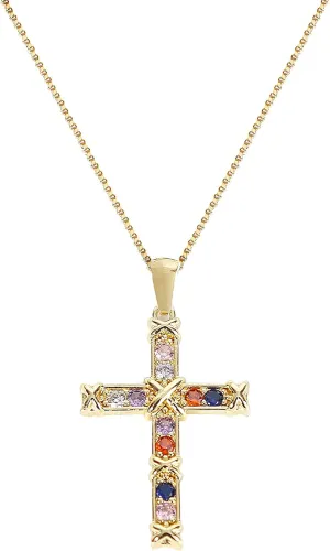 BIFACE Cross Necklaces for Women Jewelry Necklaces for Teen Girls Women 16K Gold Plated Cross Pendant Choker Necklace Valentine's Day Jewelry Gifts for Women Girls Christmas gifts for women