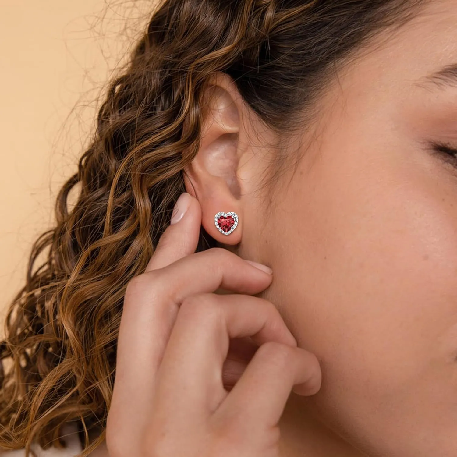 Birthstone Earrings for Women Wife Mom Grandma, S925 Sterling Silver Earrings Jewelry Heart Birthstone Stud Earrings with Cubic Zirconia, Anniversary Birthday Gifts