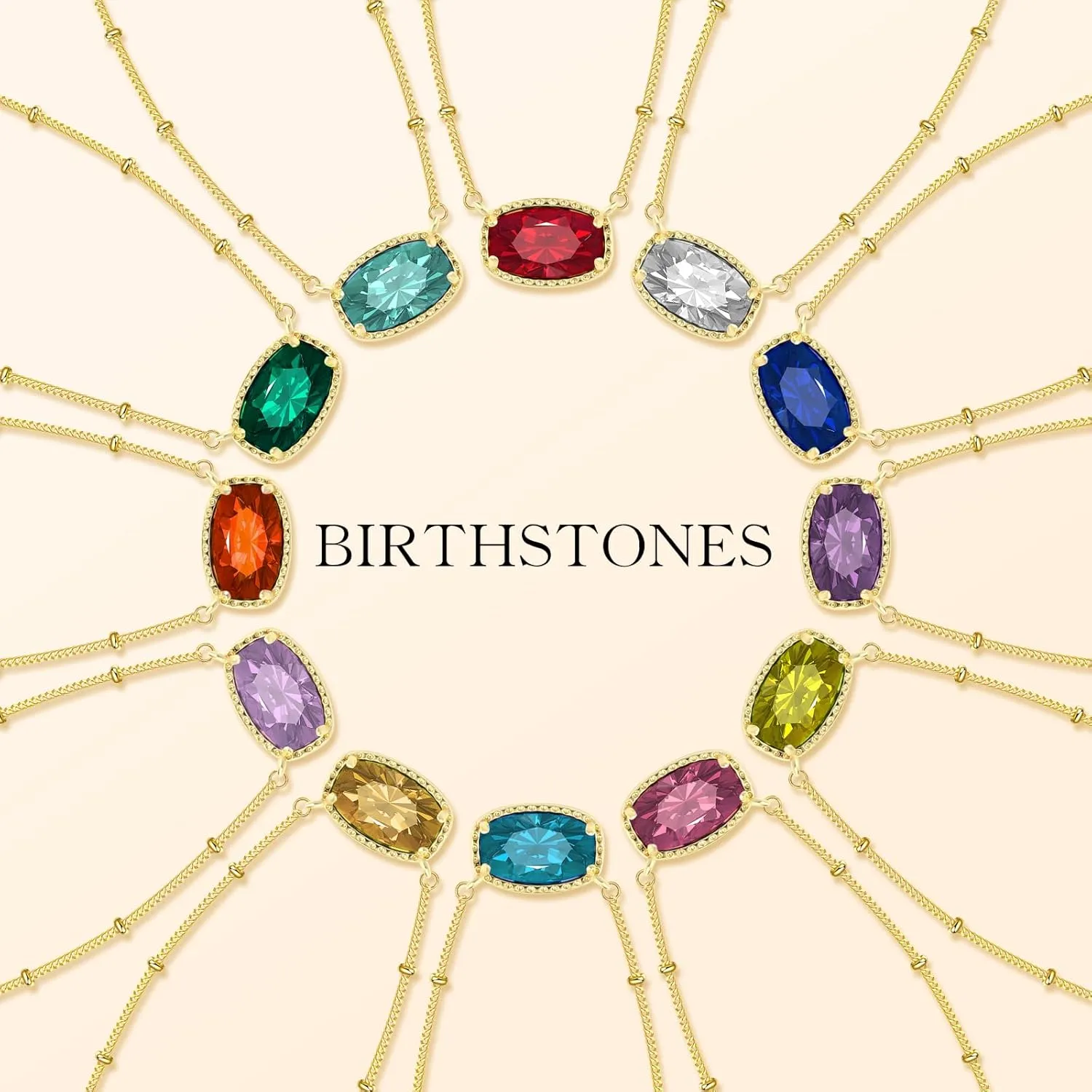 Birthstone Necklace for Women Gold Layered Necklaces Trendy 14K Gold Plated Dainty Crystal Pendant Necklace Simple Thin Snake Chain Jewelry Gifts for Women Birthday