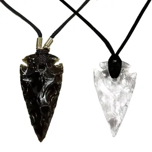 Black Obsidian Arrowhead Necklace men women Arrow Head necklaces   Clear Glass arrowhead
