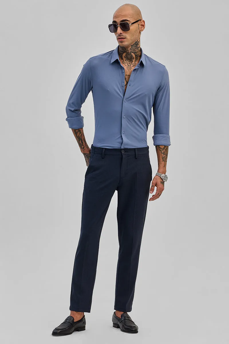 Blue Stretchable Pique Shirt