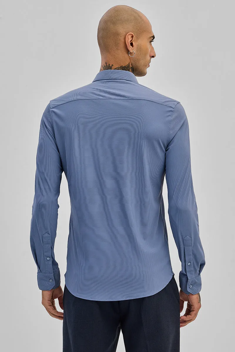 Blue Stretchable Pique Shirt