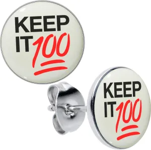 Body Candy 22G Stainless Steel Keep It 100 Glow in the Dark Pierced Stud Earrings Set for Women Men