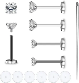 BodyAce 16G 18G Lip Studs Labret Ring, Nostril Stud Nose Rings for Women, Stainless Steel Medusa Helix Tragus Piercing Jewelry with Piercing Taper & Discs