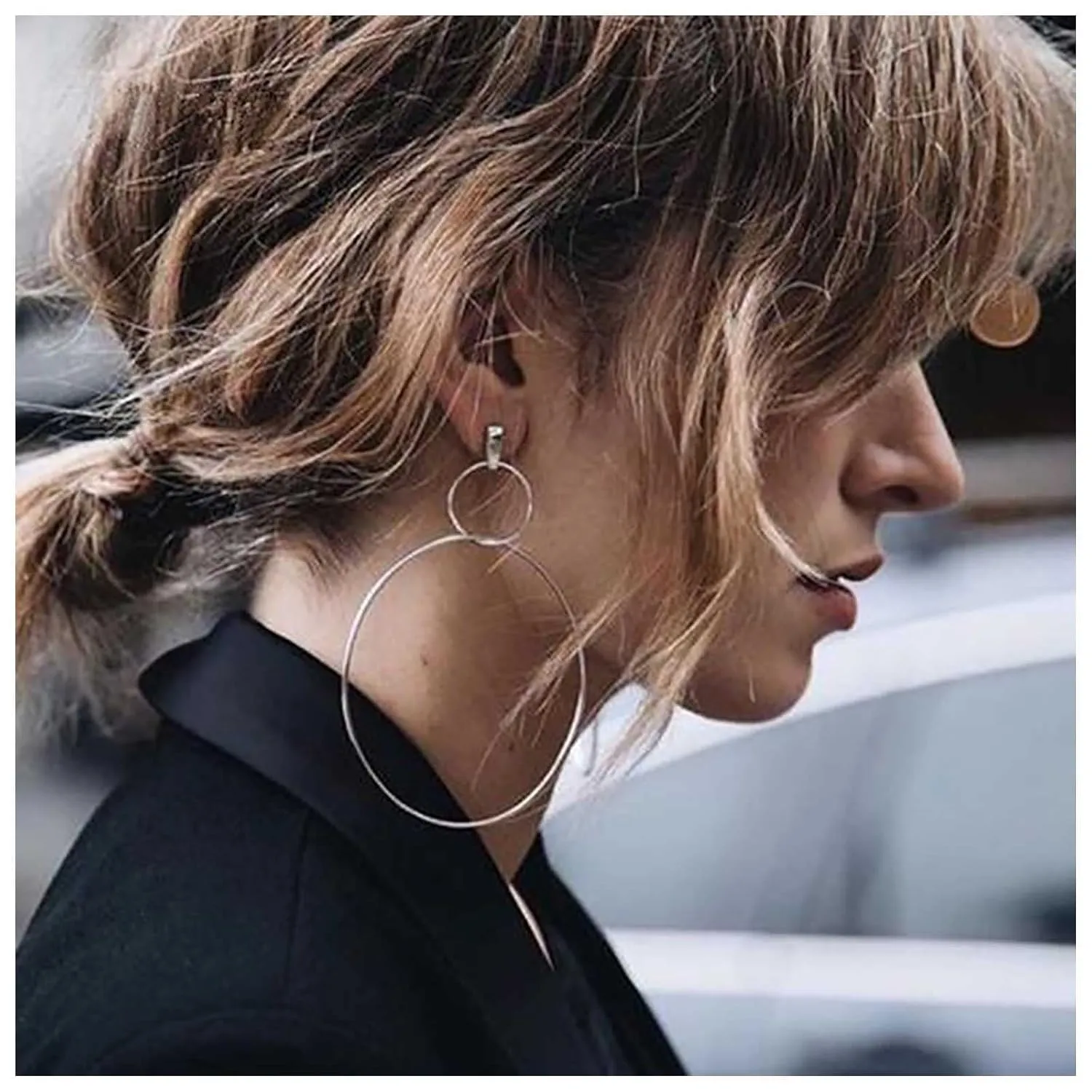 Bohemian Large Circle Dangle Earrings Circle Drop Earrings Gold Big Hoop Studs Earrings Vintage Hollow Circle Earrings Geometry Dangling Earrings Jewelry for Women and Girls