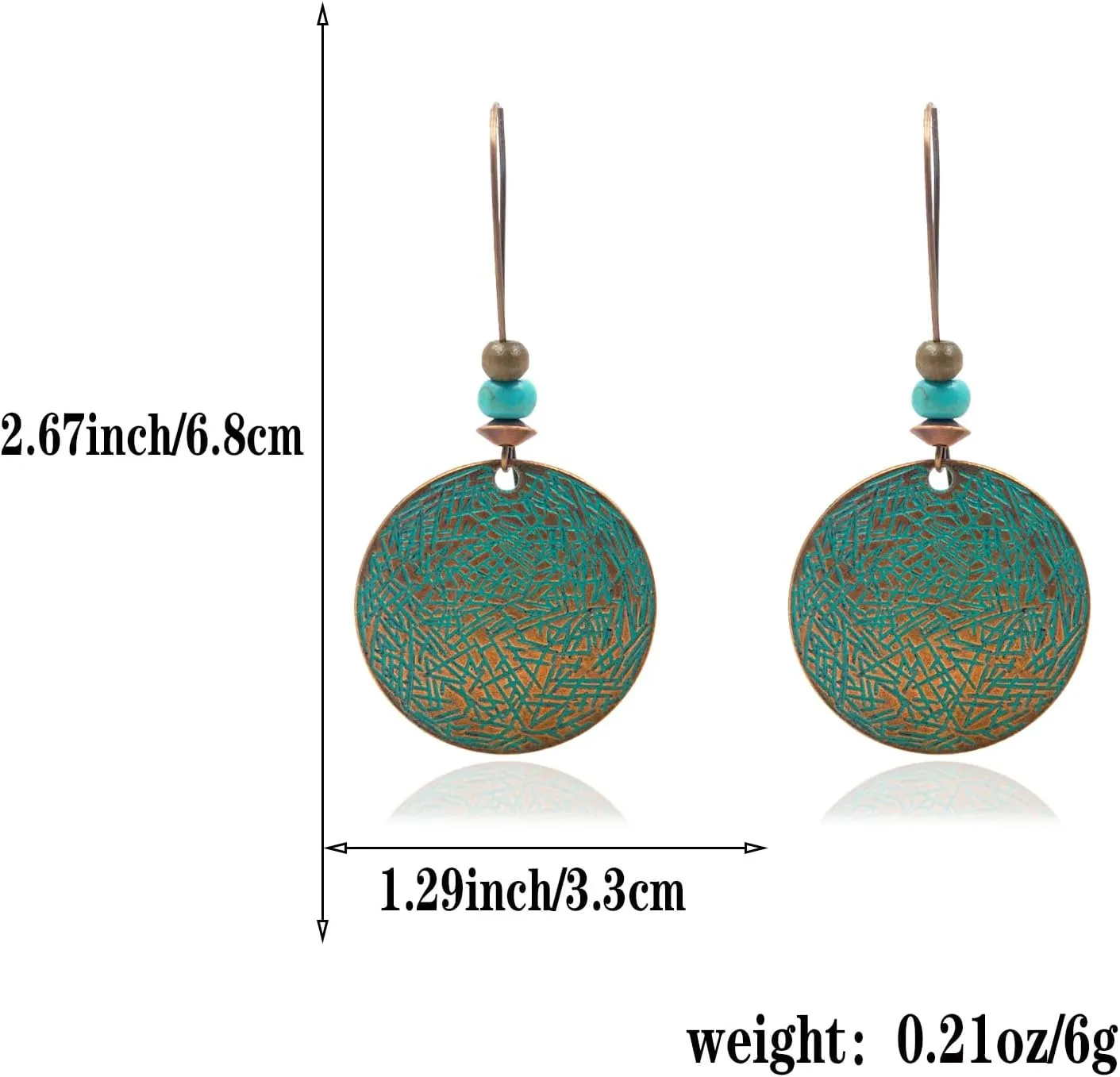Bohemian Vintage Dangle Earrings for Women Retro Geometric Round Earrings Hollow Out Sculpted Ethnic Earrings Boho Statement Earrings for Women