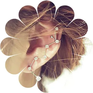 Boho Crystal Ear Cuff Earrings Rhinestone Dipper Ear Climber Earrings Silver Cz Crawler Earrings Sparkly Cz Ear Clip Earrings Jewelry for Women